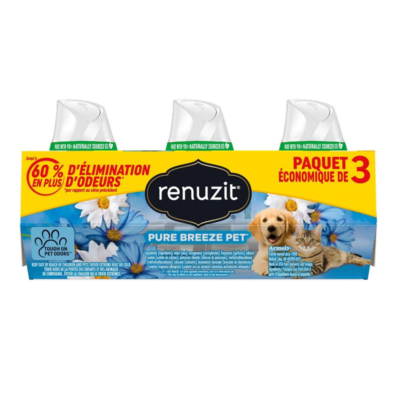 Renuzit Tough on Pet Odors Gel Air Freshener - Pure Breeze - 7oz/3pk