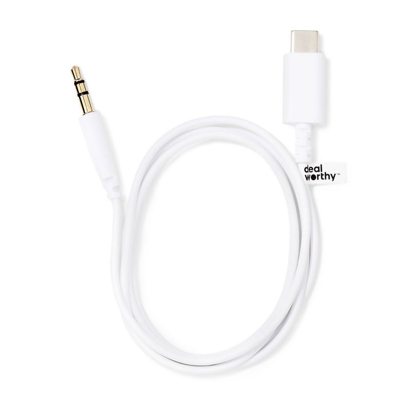 3' USB-C to AUX Cable - dealworthy White