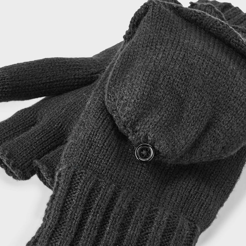 Men's Covertible with Fleece Flip Top Mittens - Goodfellow & Co Black One Size Fits Most
