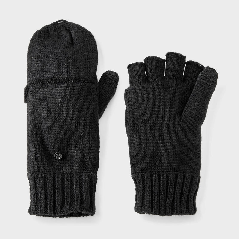 Men's Covertible with Fleece Flip Top Mittens - Goodfellow & Co Black One Size Fits Most