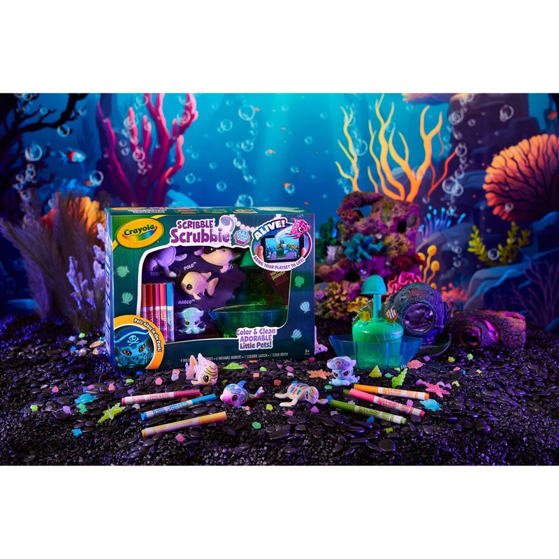 Crayola Scribble Scrubbie Ocean Glow Lagoon: Washable Marker Craft Kit for Kids, Non-Toxic, Ages 3+