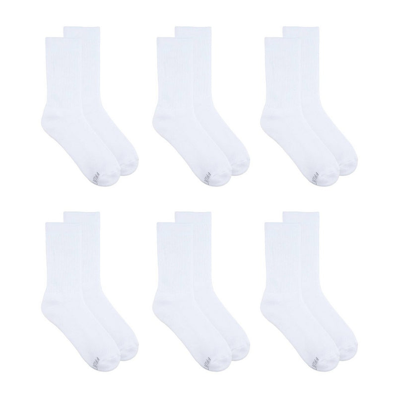Fruit of the Loom Women's 6pk Comfort Cushion Crew Socks - White 8-12
