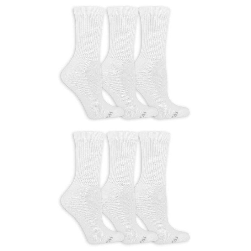 Fruit of the Loom Women's 6pk Comfort Cushion Crew Socks - White 8-12