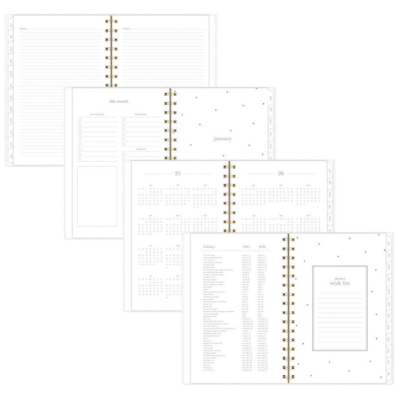 Sugar Paper Essentials 2025 Weekly/Monthly Planner 6.125"x8.5" Frosted Roe Stripe: Non-Toxic, Acid-Free, Twin-Wire Binding