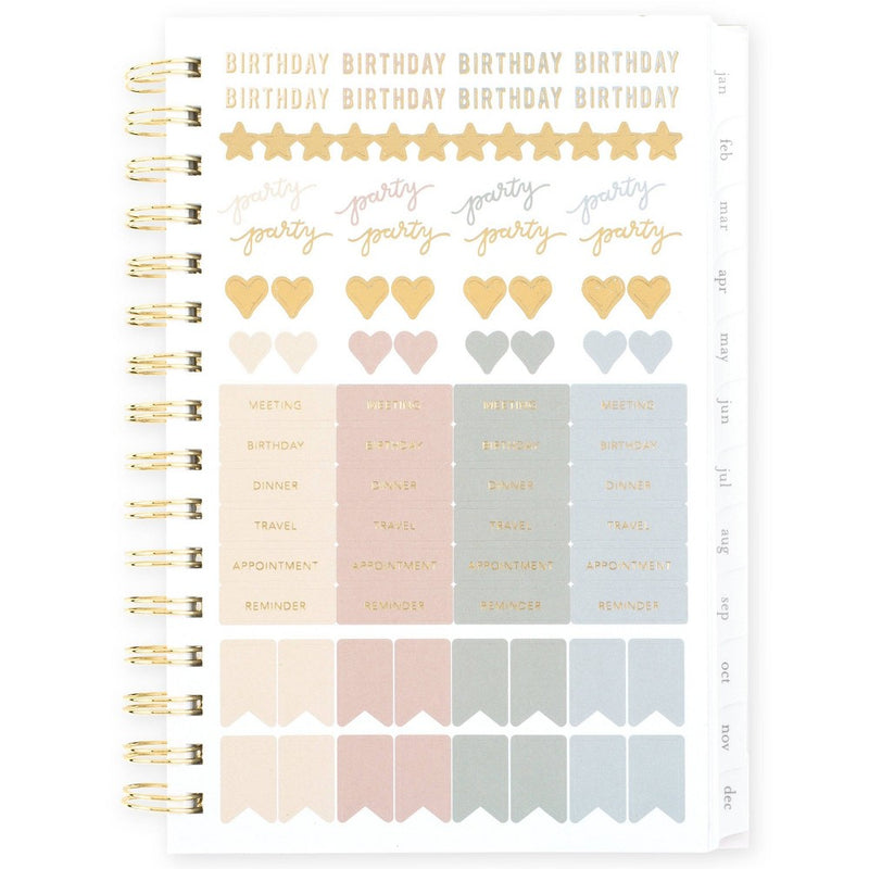 Sugar Paper Essentials 2025 Weekly/Monthly Planner 6.125"x8.5" Frosted Roe Stripe: Non-Toxic, Acid-Free, Twin-Wire Binding