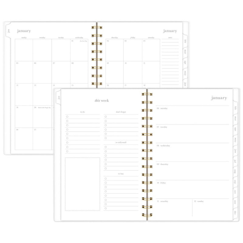 Sugar Paper Essentials 2025 Weekly/Monthly Planner 6.125"x8.5" Frosted Roe Stripe: Non-Toxic, Acid-Free, Twin-Wire Binding