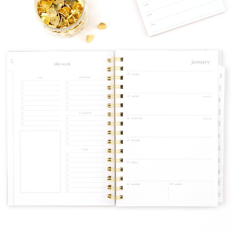 Sugar Paper Essentials 2025 Weekly/Monthly Planner 6.125"x8.5" Frosted Roe Stripe: Non-Toxic, Acid-Free, Twin-Wire Binding