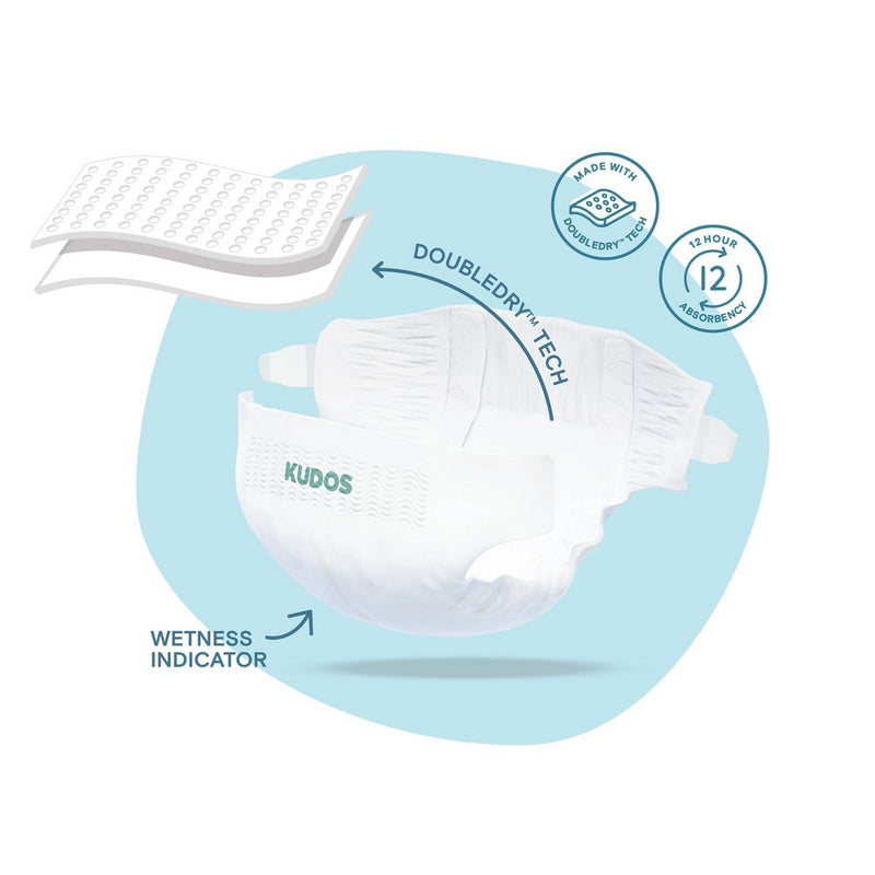 Kudos Chlorine Free Cotton-Lined Disposable Diapers - Size 1 - 76ct