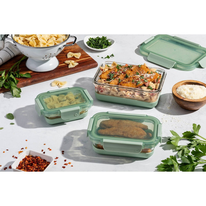 Ello 6pc Glass Refresh Mixed Food Storage Set Green