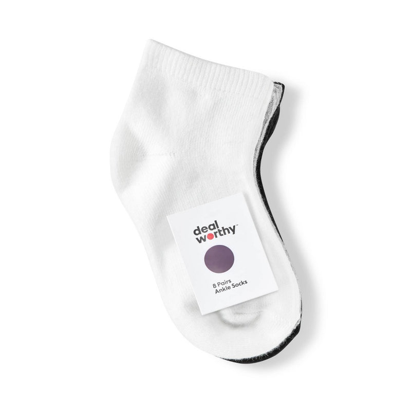 Toddler 8pk Ankle Socks - Dealworthy 4T-5T White/Gray/Black