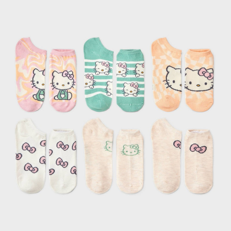 Girls' Hello Kitty 6pk No Show Socks - XS/S