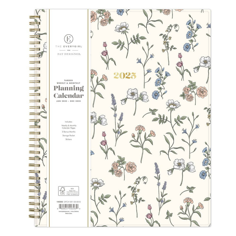 The Everygirl Planner 2025 Weekly/Monthly Planner 11.18"x9.37" Wirebound Jenna Jean: Adult Stationery, Tabs, Off-White