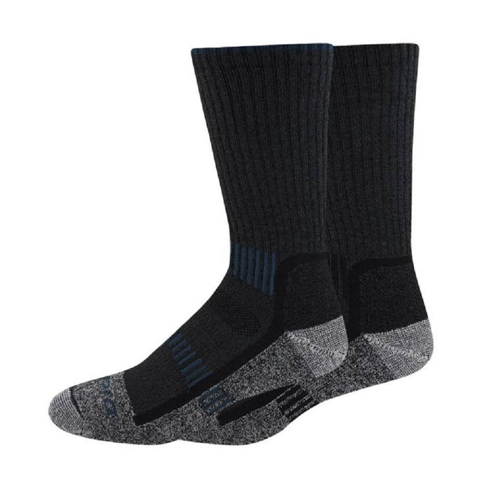 Dickies Men's Midweight Merino Wool Thermal Crew Socks 2pk - Black 6-12
