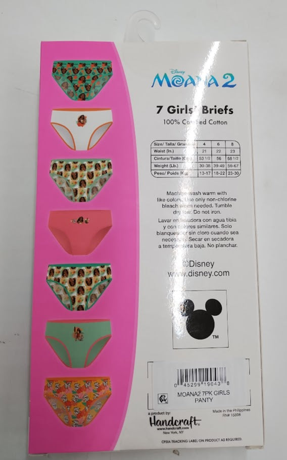 Girls' Moana 2 7pk Bikini Underwear - 8