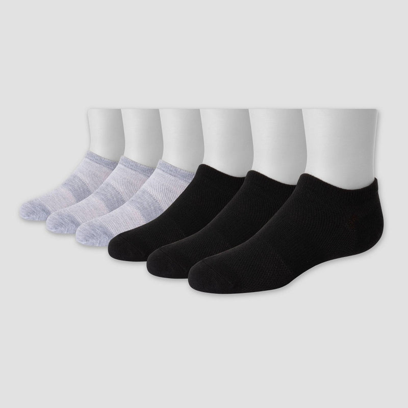 Hanes Premium Boys' 6pk No Show Footbed Socks - Colors May Vary L