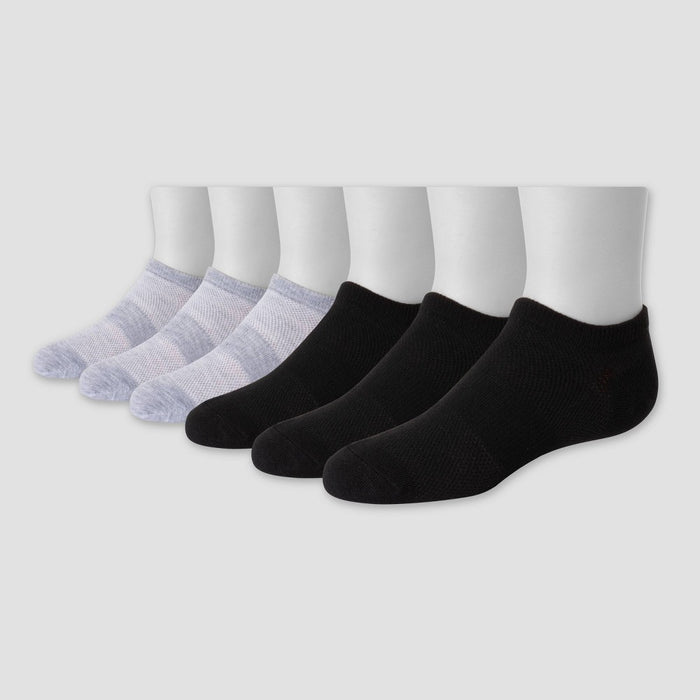 Hanes Premium Boys' 6pk No Show Footbed Socks - Colors May Vary L