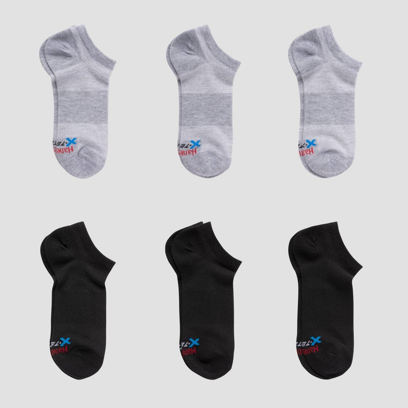 Hanes Premium Boys' 6pk No Show Footbed Socks - Colors May Vary L