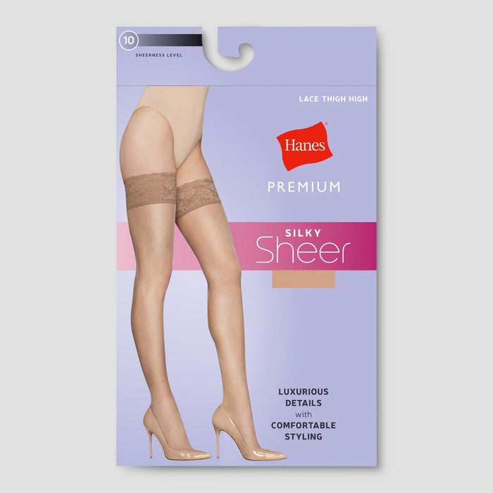 Hanes Premium Women's Sheer Thigh Highs - Nude M