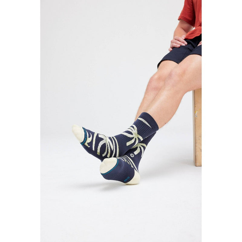 STANCE x WADE Men's Palm Twist Tie-Dye Crew Socks - Navy Blue 6-12