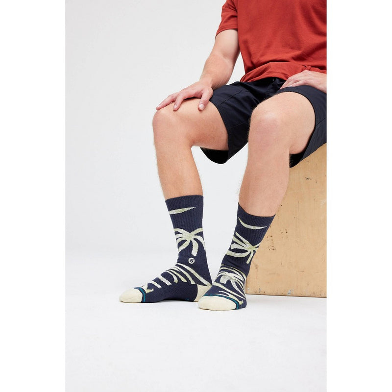 STANCE x WADE Men's Palm Twist Tie-Dye Crew Socks - Navy Blue 6-12
