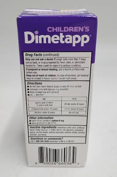 Children's Dimetapp Cough & Cold Relief Liquid - Grape - 4 fl oz EXP 06/2026