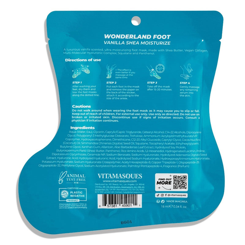Vitamasques Stocking Stuffer - Wonderland Foot Mask - Vanilla Shea Butter Moisturize