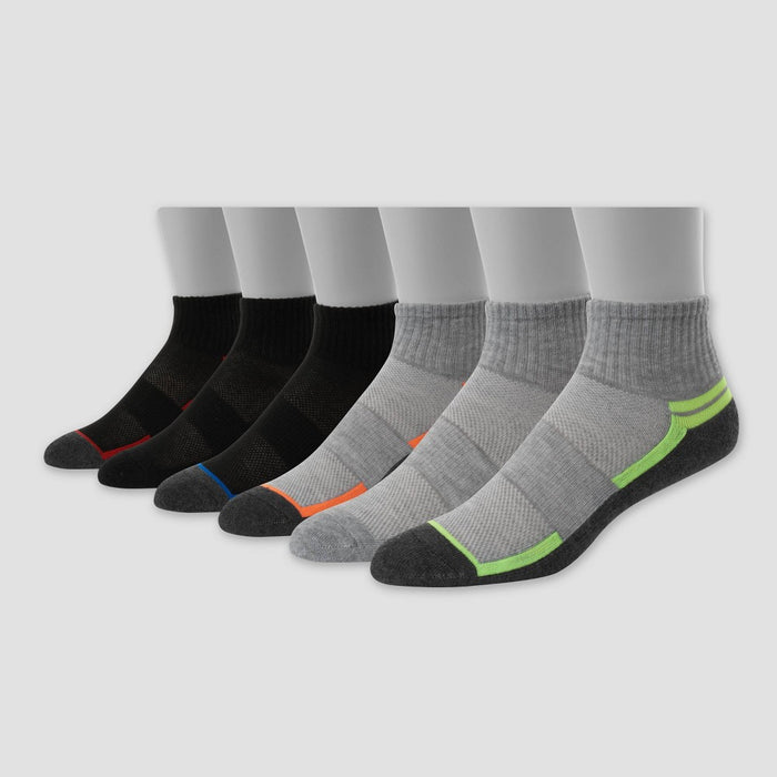 Hanes Premium Boys' 6pk Ankle Athletic Socks - Colors May Vary M
