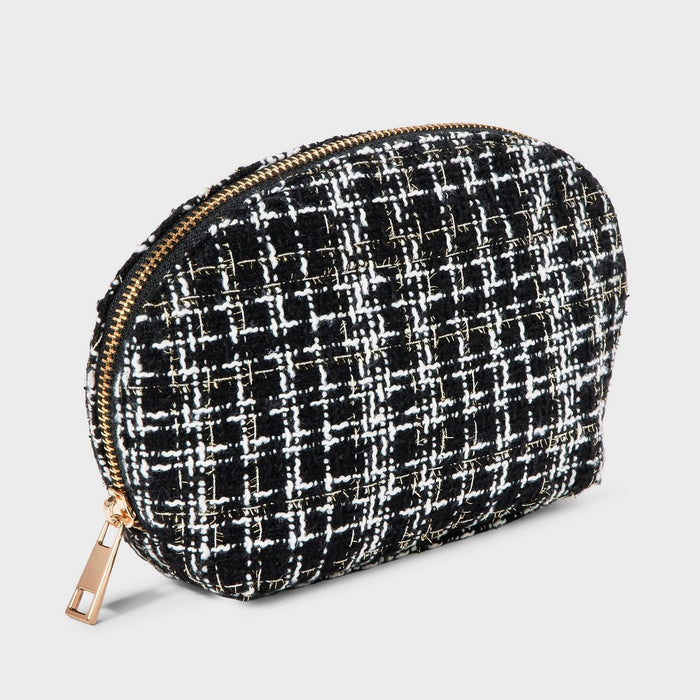 Tweed Rounded Pouch Bag - A New Day Black