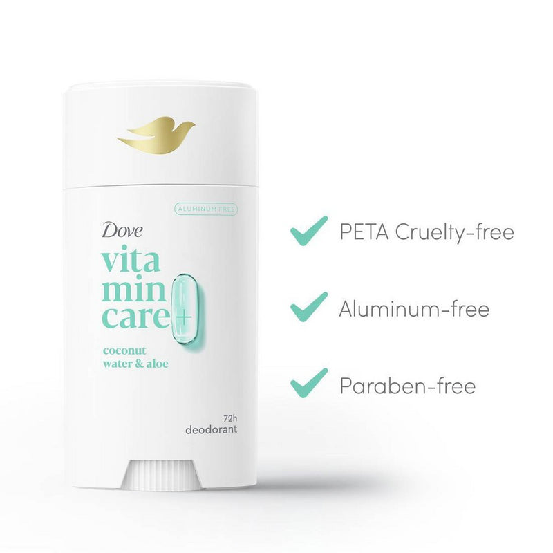 Dove Beauty VitaminCare+ Aluminum Free Deodorant Stick - Coconut Water & Aloe - 2.6oz