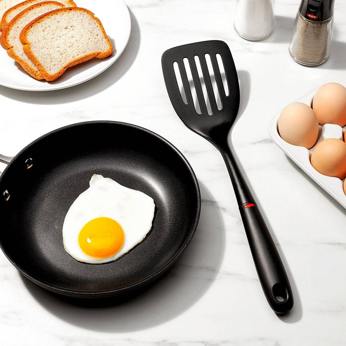 OXO 3pc Nylon Utensil Set Black: Kitchen Utensils with Soft-Grip Handle, Includes Pasta Spoon & Slotted Turner