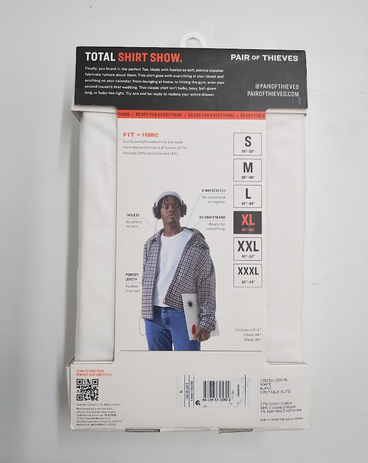 Pair of Thieves Mens Classic Fit Crewneck Undershirt 2pk White XL