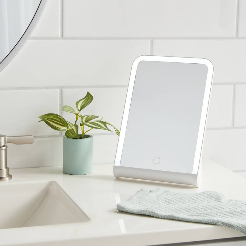 LED Mirror - Room Essentials: Rectangular Vanity Mirror with Lights, 1X Magnification, Spot Clean, Lithium Ion Battery Included