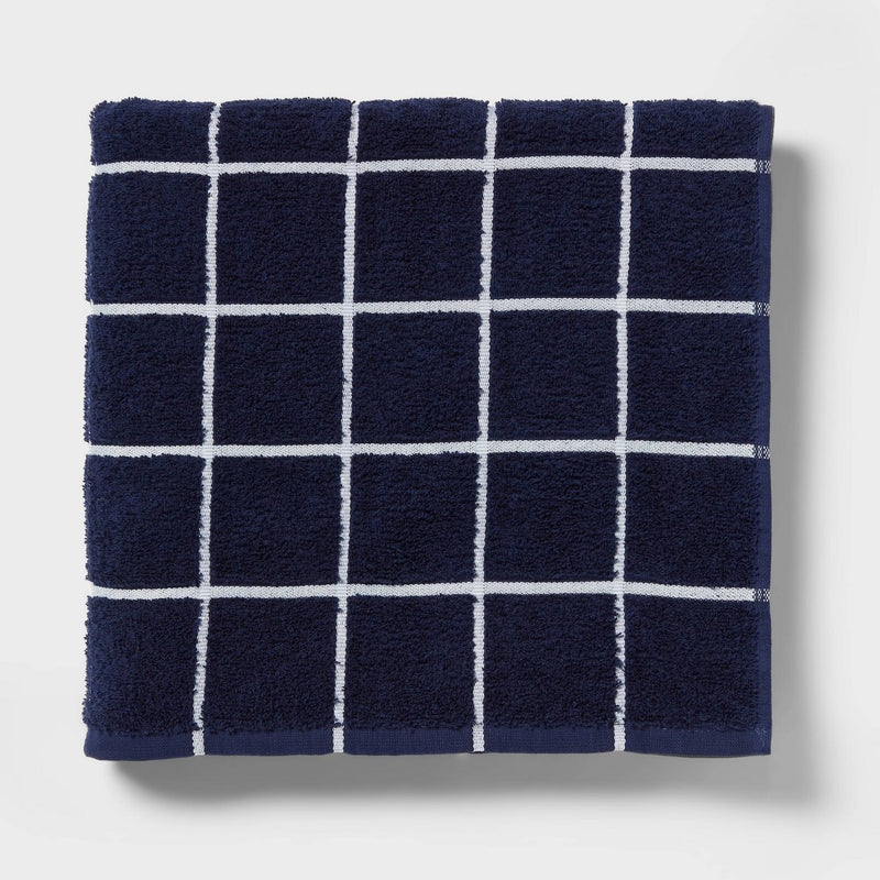Everyday Bath Towel Grid Navy/White - Room Essentials