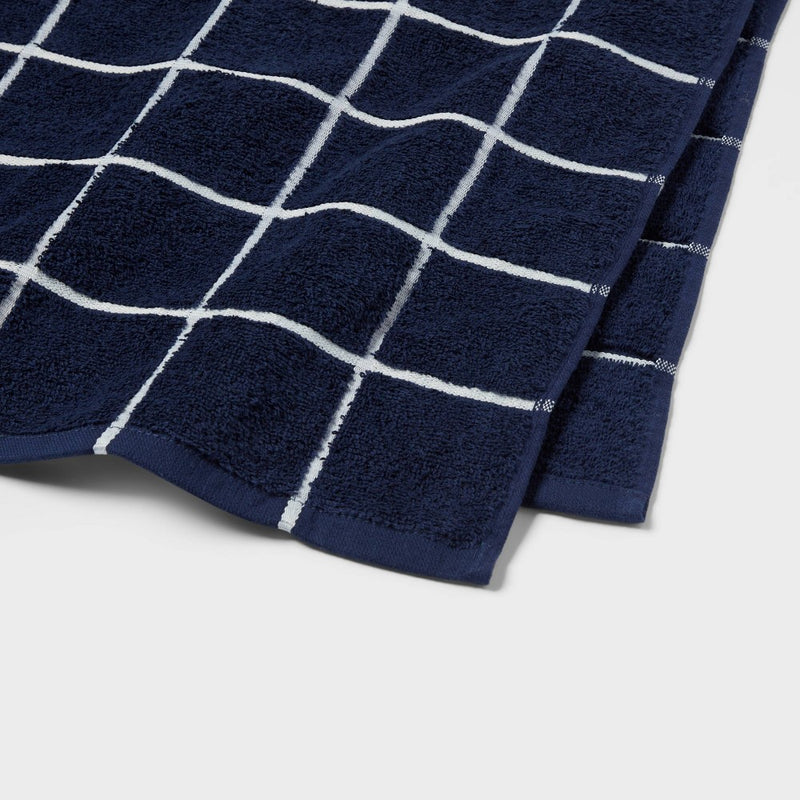 Everyday Bath Towel Grid Navy/White - Room Essentials