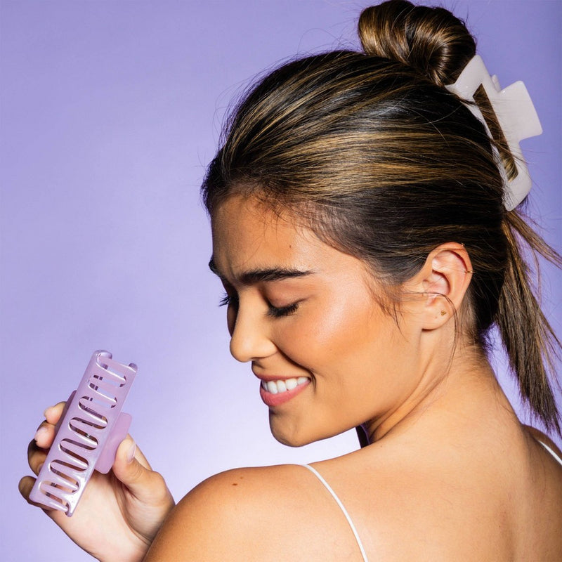 Gimme Beauty Thick Rectangle Claw Clip - Purple/Cream - 2pc