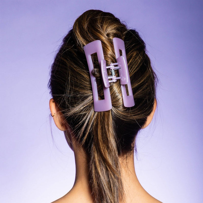 Gimme Beauty Thick Rectangle Claw Clip - Purple/Cream - 2pc