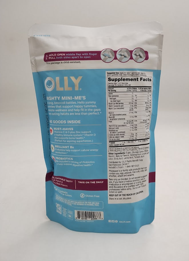 OLLY Kids' Multivitamin + Probiotic Gummies - Berry Punch - 120ct - EXP: 07/2026