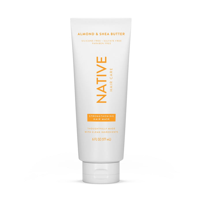 Native Vegan Hair Deep Conditioner Strengthening Hair Mask with Almond & Shea Butter, Clean, Sulfate, Paraben and Silicone Free - 6 fl oz