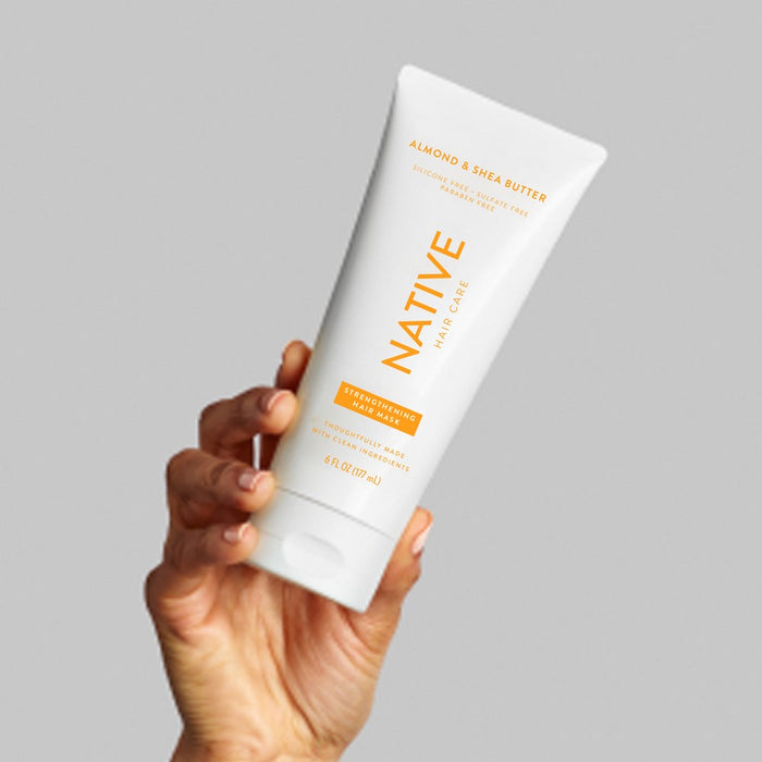 Native Vegan Hair Deep Conditioner Strengthening Hair Mask with Almond & Shea Butter, Clean, Sulfate, Paraben and Silicone Free - 6 fl oz