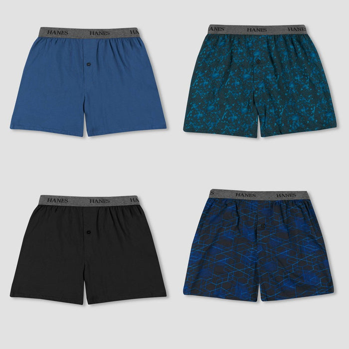 Hanes Premium Men's 4pk Stretch Cotton Knit Boxers - Black/Gray L