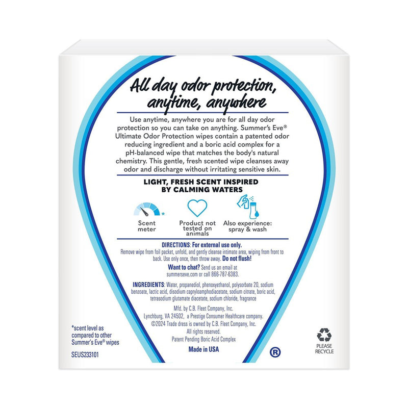 Summer's Eve Odor Relief with Boric Acid Feminine Wipes - 12ct