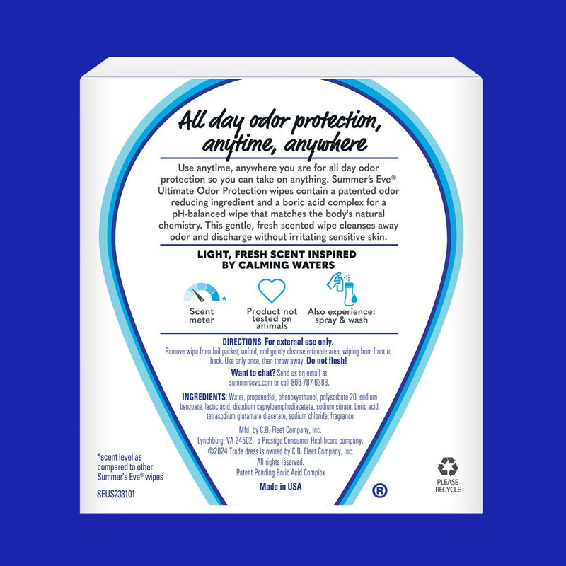 Summer's Eve Odor Relief with Boric Acid Feminine Wipes - 12ct