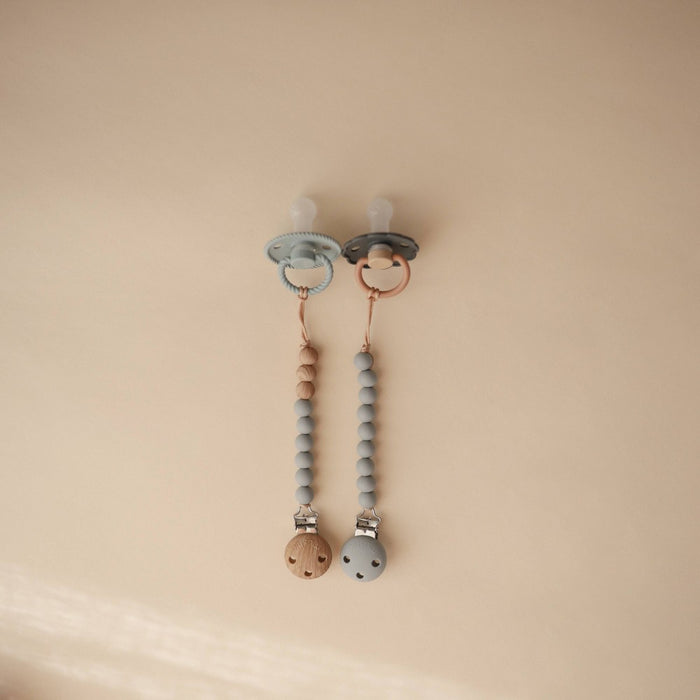 Mushie Silicone Pacifier Clip - Eva Stone