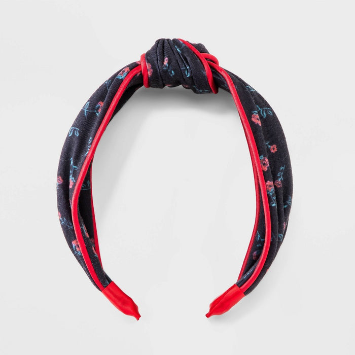 Girls' Floral Top Knot Headband - art class Black/Red