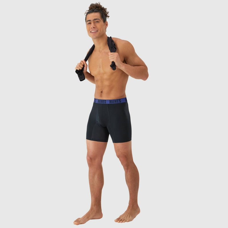 Hanes Moves Premium Men's Anti-Chafe X-Temp Boxer Briefs 2pk - Black XL