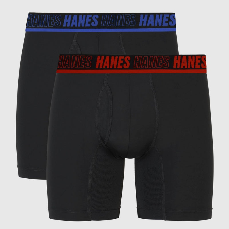 Hanes Moves Premium Men's Anti-Chafe X-Temp Boxer Briefs 2pk - Black XL