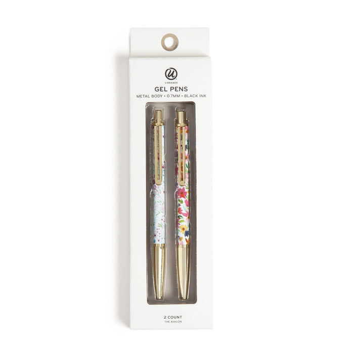 U Brands 2pk Gel Pens Black Ink Avalon Bountiful Bouquet