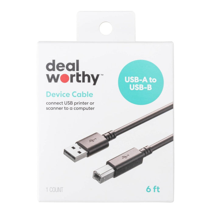 6' USB 2.0 Device Cable - dealworthy - Black