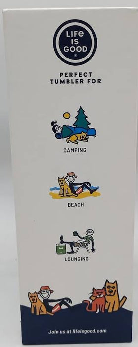 Life is Good 32oz Stainless Steel Tumbler Cup Boxed Set Straw & Brush Handle-DOG