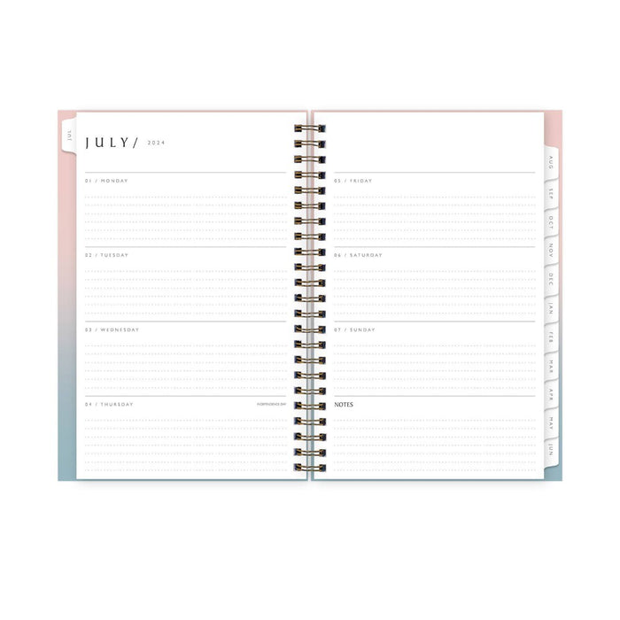 Blue Sky 2024-25 Weekly/Monthly Sustainability Planner 8"x5" Wirebound Textured Ombre Beach